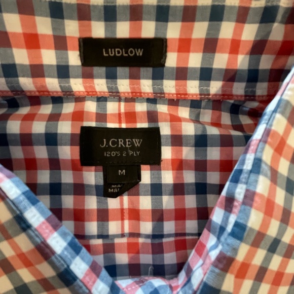 J.Crew Medium Slim Oxford Shirt Red, Blue, White 100% Cotton Casual Button Dow - Picture 9 of 10